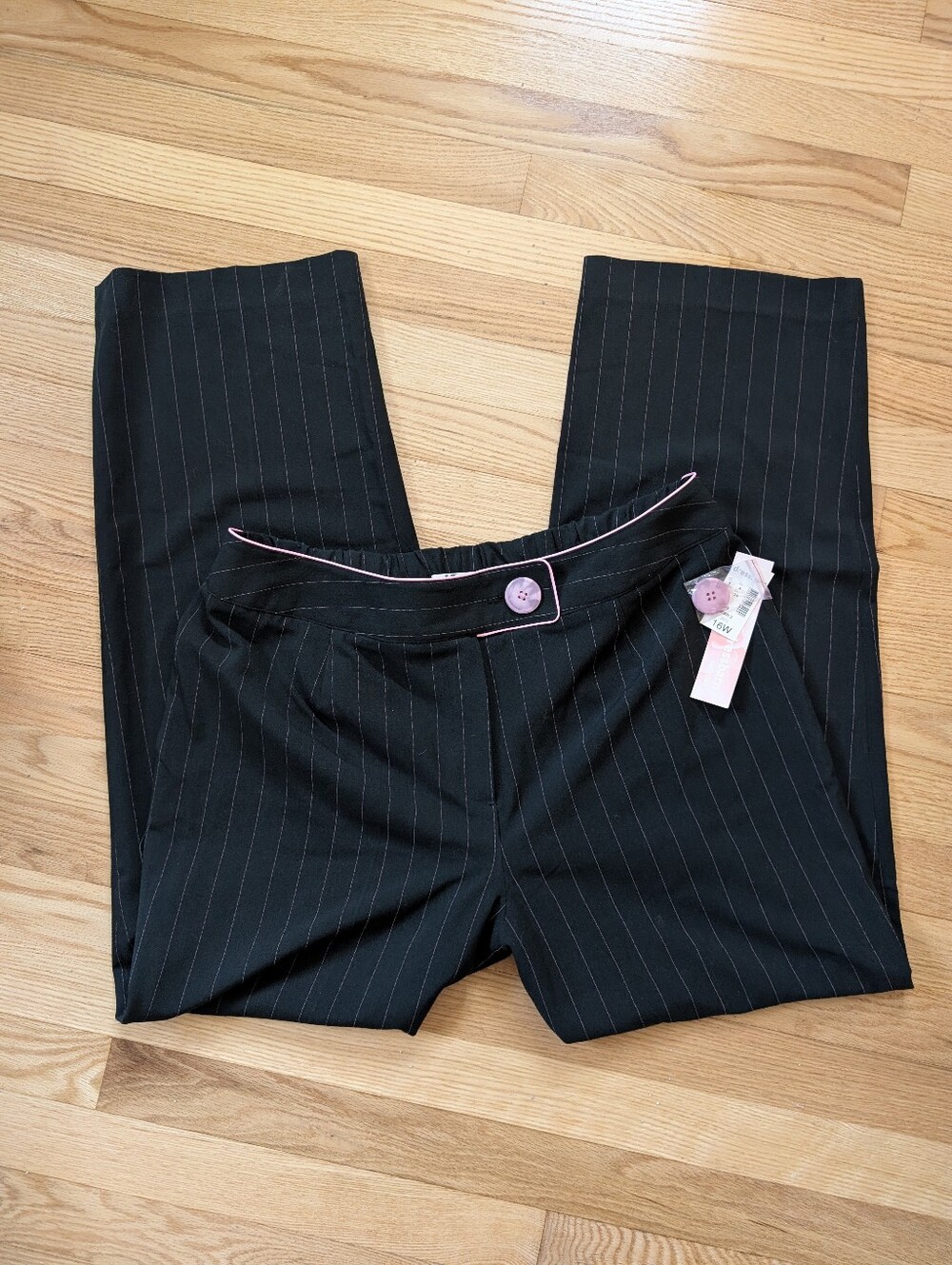 Dressbarn Women's Grunge Both Office Siren Pink Pinstripe Office Pants Plus 16